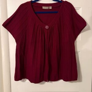 Kim Rogers Maroon Short-Sleeved Sweater/Cardigan